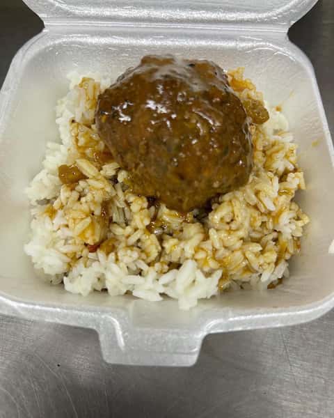 Rice and gravy takeaway