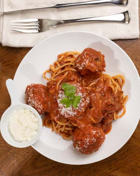The classic that never goes out of style. ✨ Our Spaghetti and Meatballs — made from scratch, every single time. Rich, hearty, and exactly what a Wednesday night calls for.