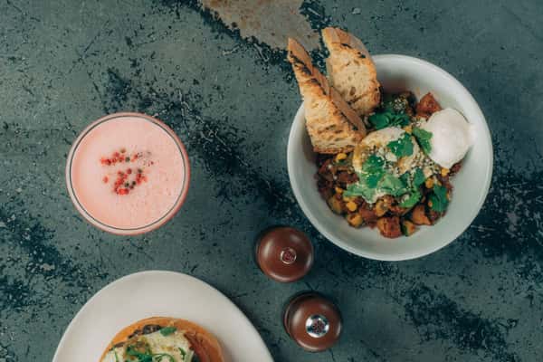 food on dark table