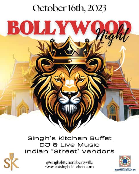 Bollywood Night @singhskitchenlibertyville 

Bringing you a night of Bollywood magic! 🎶

 Live music, vibrant Indian street vendors, and a delectable fusion of flavors await you. Join us for an unforgettable Bollywood Night that will make your taste buds dance!

#lakecountyil #illinois #grayslake #lakecounty #mchenrycountyil #libertyville #shoplocal #chicago #mchenrycounty #vernonhills #letsgolakecounty #crystallakeil #lakecountyillinois #enjoyillinois #mundelein #community #supportgrayslake #supportlocal #downtowngrayslake #halloween #barringtonil #mainstreetusa #highlandparkil #thisplacematters #mainstreetamerica #livelocal #midwestusa #villageofgrayslake #grayslakeil #waukegan