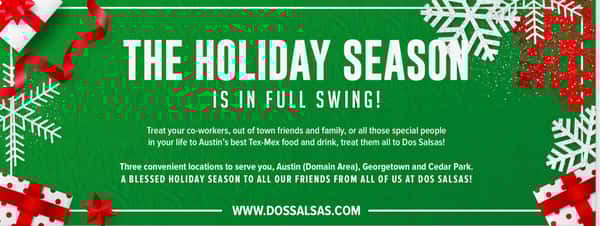 Holiday Season Gift Cards Dos Salsas TexMex