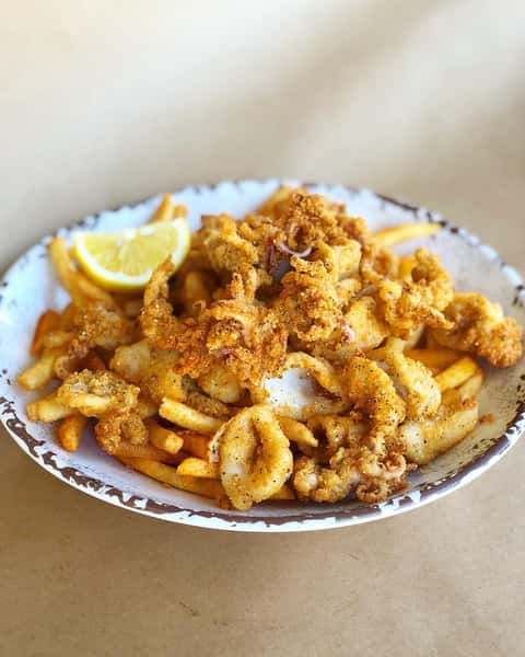 fried calamari grease plate