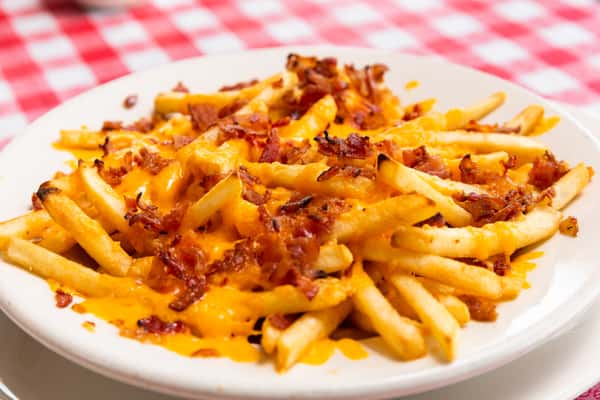 Basket of Fries with Bacon & Cheddar