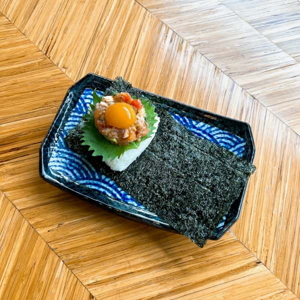 Sushi Onigiri-Seafood Tartare with egg yolk