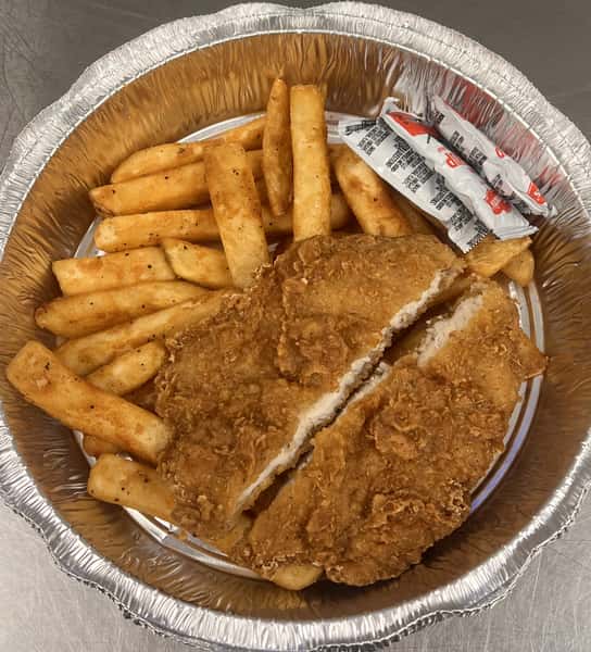 Kids fried chicken and fries.
