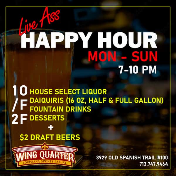 Live Ass Happy Hour Wing Quarter Daiquiris & Creole Kitchen