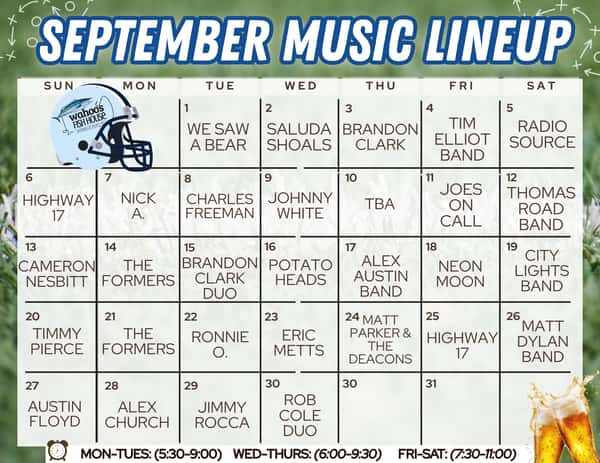 September Live Music Wahoos