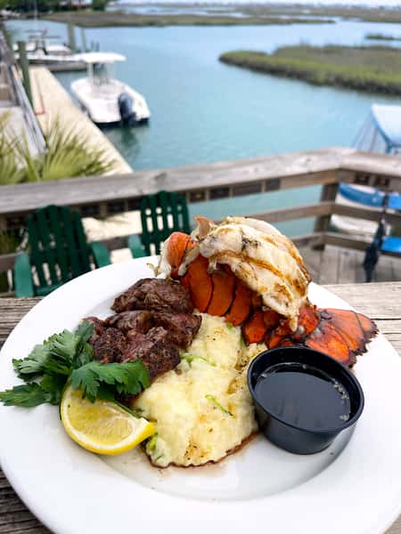 Lightly Blackened Beef Tips & Lobster Tail