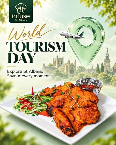 The best travel memories come with unforgettable flavours.

This World Tourism Day, explore the charm of St Albans and make Infuse part of your journey. Discover modern Indian cooking, vibrant spices and a delicious reason to stay a little longer.

Exploring somewhere new or rediscovering your hometown? Your next flavour adventure starts here.

Book your table and tag the person you’d bring along.

Infuse St Albans
4–5 Waddington Road, St Albans, Hertfordshire, AL3 5EX
Call: 01727 899446
Email: eat@infuseuk.com
https://infuseuk.com/

#WorldTourismDay #InfuseStAlbans #VisitStAlbans #StAlbansFoodies #StAlbansRestaurants #IndianCuisine #FoodAndTravel #VisitHertfordshire