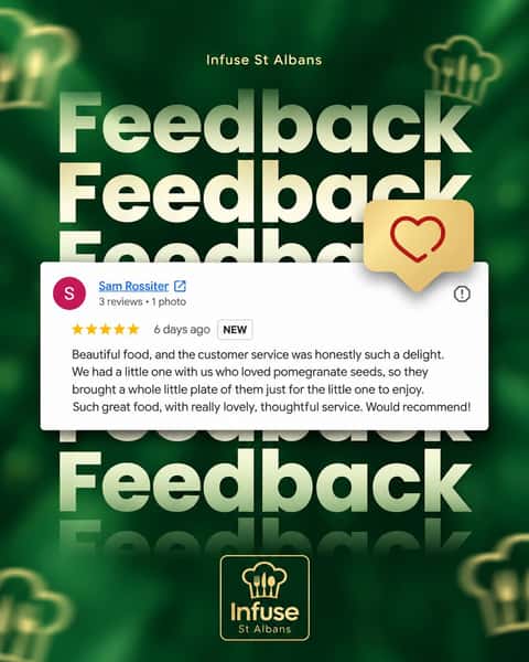 Little touches, lasting smiles. Thank you for this lovely five-star review—even the smallest guests deserve thoughtful touches at Infuse St Albans.

Bring your favourite people and let us take care of the flavours.

Call 01727 899446 to book your table.
https://infuseuk.com/

#InfuseStAlbans #StAlbans #StAlbansFoodies #IndianFood #HertfordshireFoodies