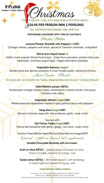 INfuse christmas vegan menu