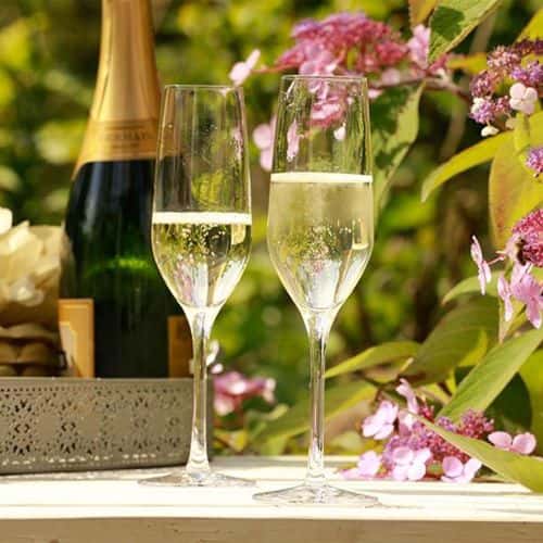 champagne and flowers