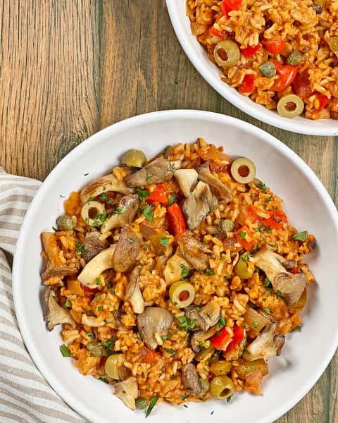 Boyce Style Arroz sin Pollo with Grilled Oyster Mushrooms