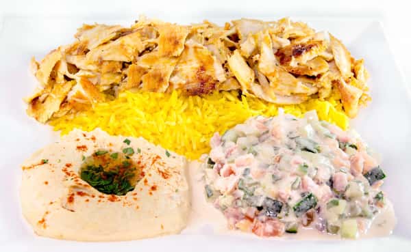 chicken shawarma and humus