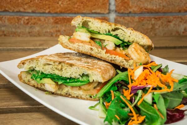 shrimp and avocado panini