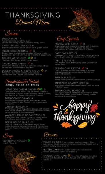 THANKSGIVING MENU 2026