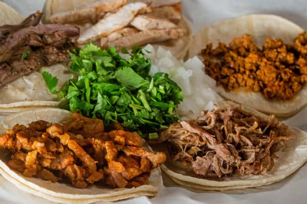 Three Street Tacos with Rice and Beans