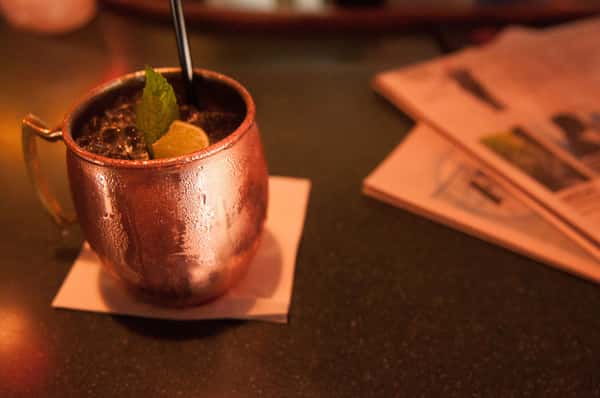 Copper mule with mixed drink