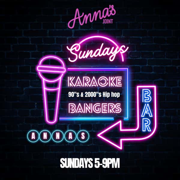 Karaoke flyer for sunday nights at annas joint