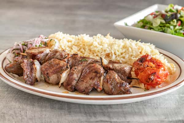 Lamb kebab with rice