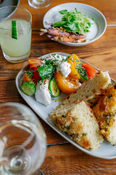 Focaccia and burrata