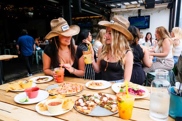 Two girls eating