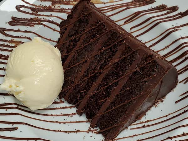 chocolate cake with ice cream