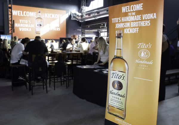 sponsorship banner hung up at a charity auction