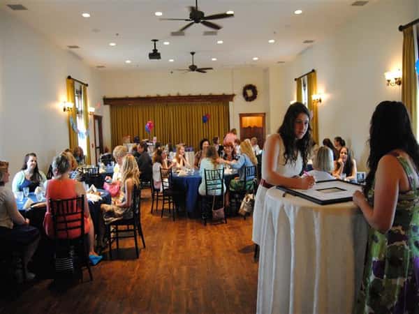 people at tables