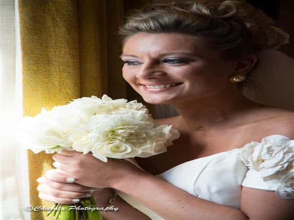 a bride smiling