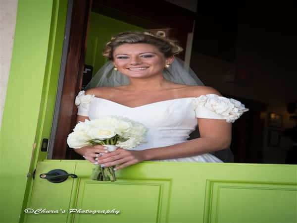 a bride smiling