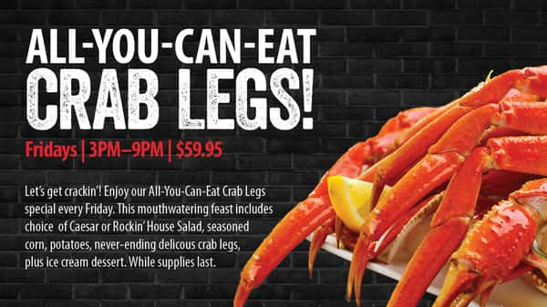 All-You-Can-Eat Crab Legs! - Rock & Brews Casino Braman - Casino & American Restaurant in Braman, OK