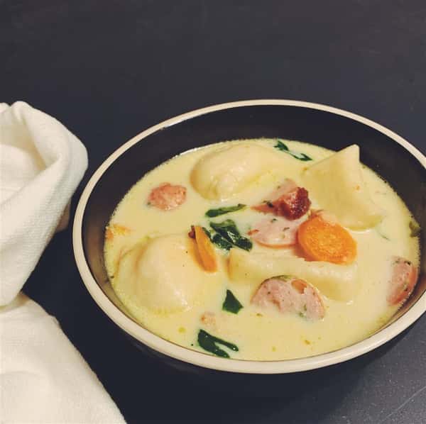 PIEROGI & SAUSAGE SOUP