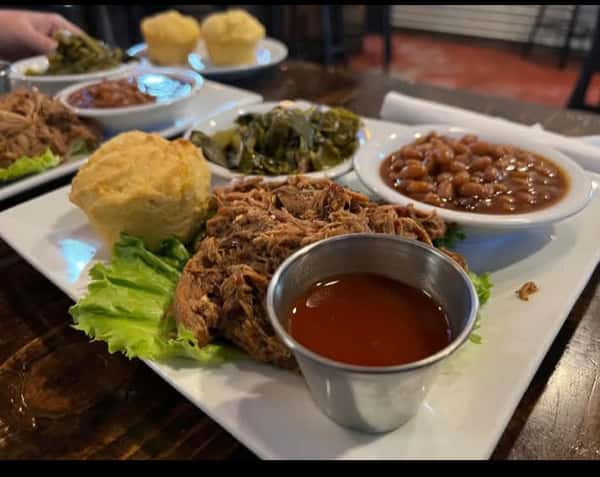 Chicken with sides and ketchup
