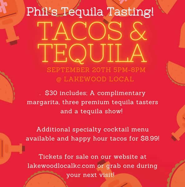 Join us on Wednesday, September 20th for Phil’s tequila tasting! 

Nothing says a good time like tequila, tacos and Phil Levota! 😉 Get your tickets at the bar or on our website!