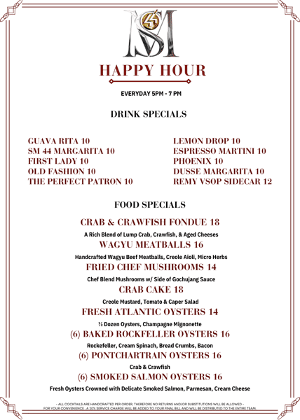 Haply hour menu 