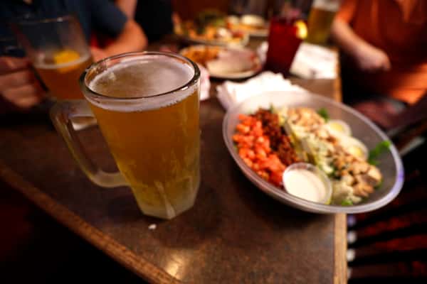 beer with salad