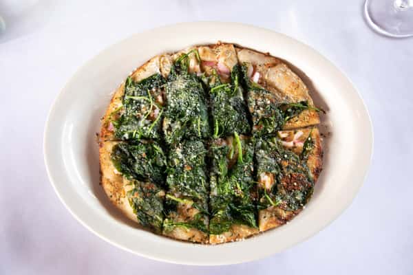 Fresh Spinach Flatbread Pizza