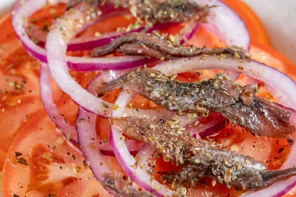 Tomato Onion Anchocie Salad