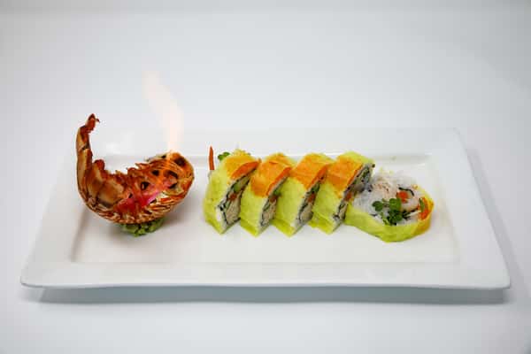 sushi roll and flame
