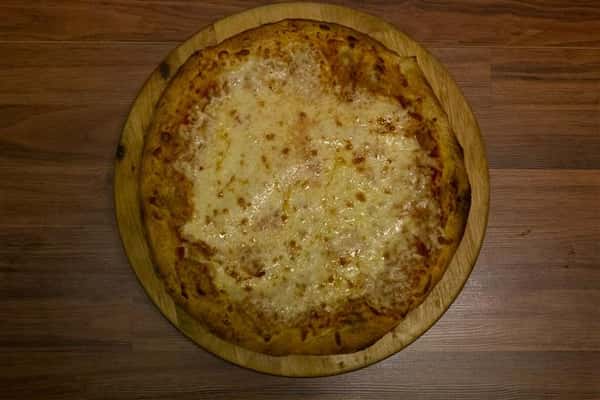 Top view of a Cheese Pizza.