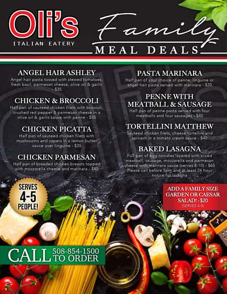 Tomato Pie Bar & Grill Family Meal Deal menu