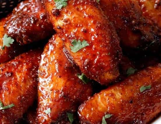 9pc honey bbq wings 2 large fries