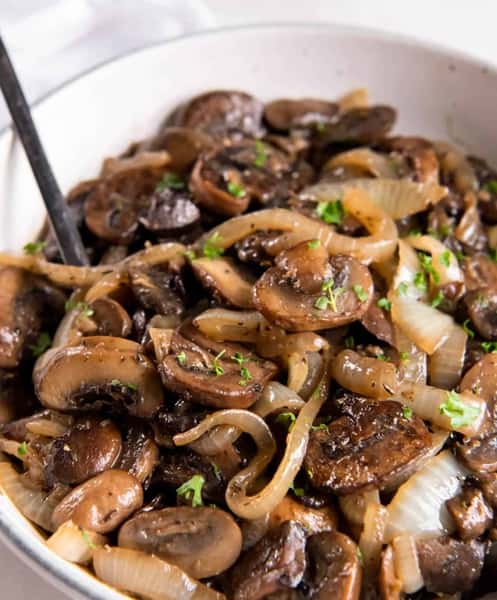 SIZZLED PAN MUSHROOMS AND ONIONS