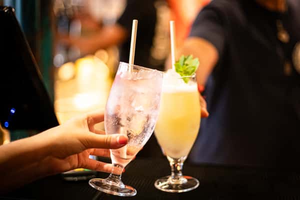 two glasses cheersing