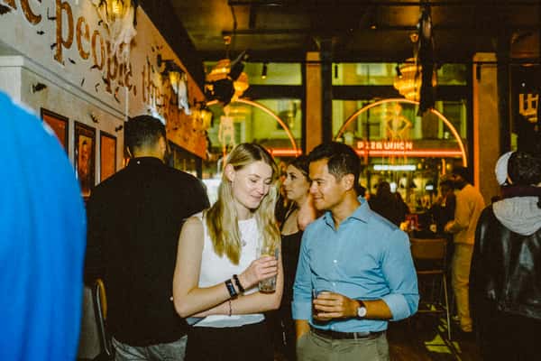talking over drinks