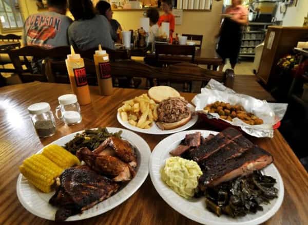 table of bbq food