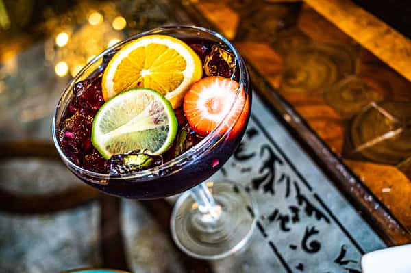 cocktail with citrus and strawberry