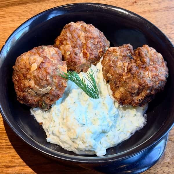 Keftedes (3 Greek Meatballs) w/Tzatziki