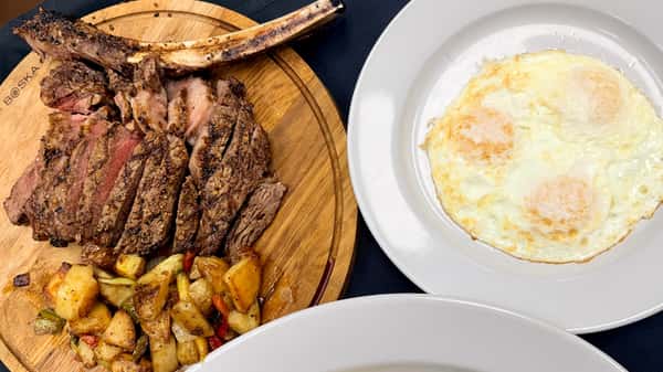 Tomahawk (36oz) and Three Eggs